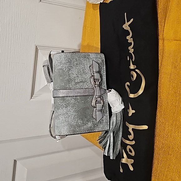 Foley + Corinna BO Crossbody Leather White Rock Blue Gray Crossbody NWT $198